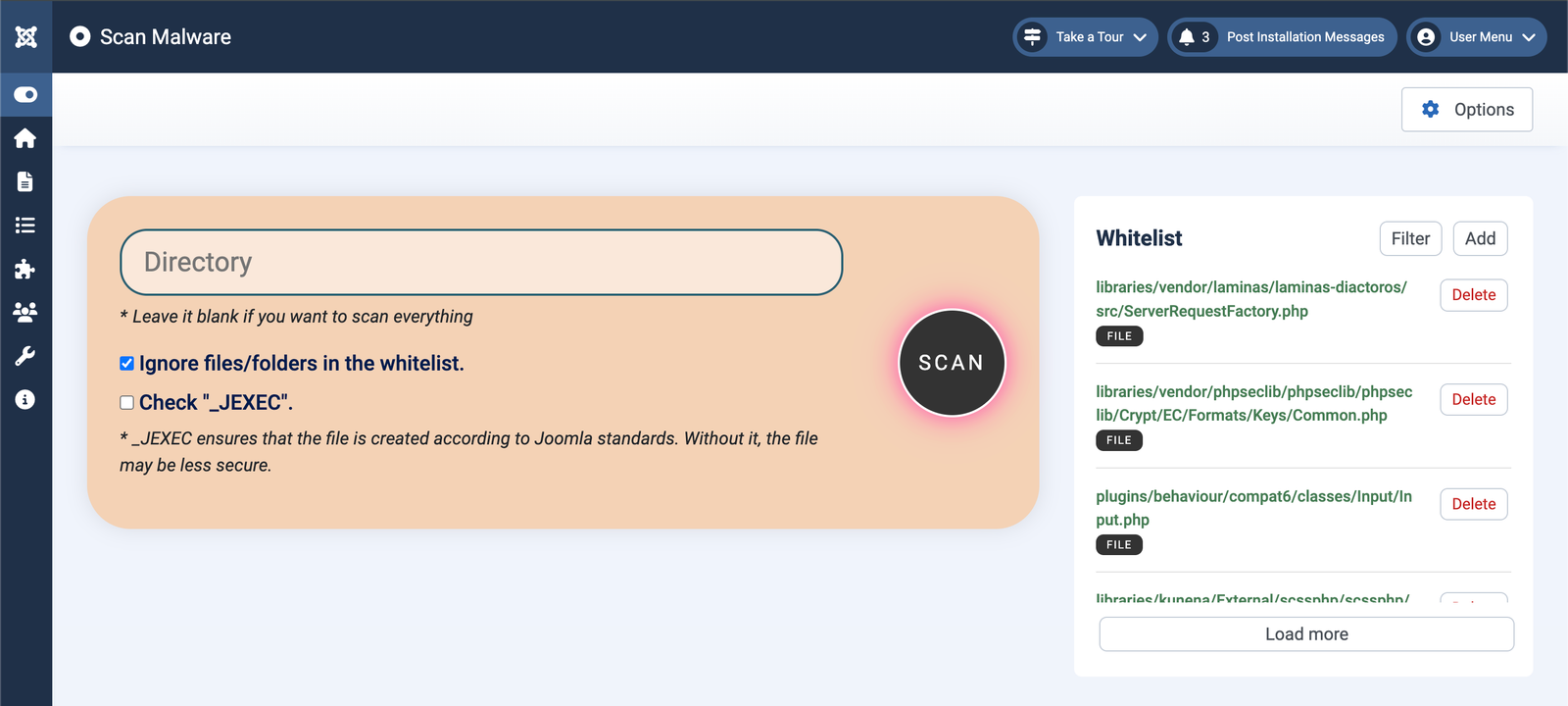 scan malware ui